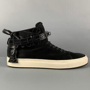 BUSCEMI Size 11 100MM Black Embossed Suede High Top Sneakers